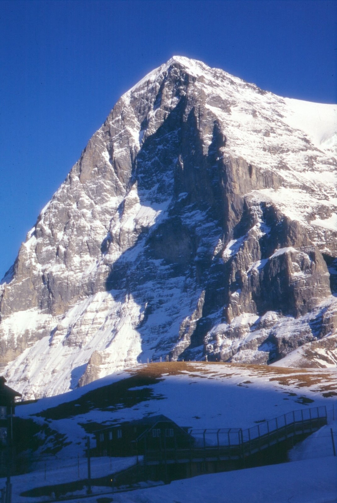 The North Face of the Eiger in winter.